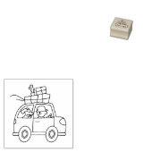 Rijdende auto met dozen 1x1 rubberstempel (Gestempeld)
