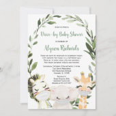 Rijdende baby shower safaridieren met maskers kaart (Voorkant)