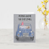 Rijdende gnoom voor Kerstmis Kaart (Gele Bloem)