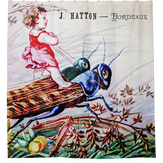 Rijdende sprinkhanen douchegordijn (Voorkant)