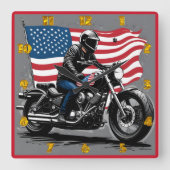 Rijder cruisen met trots onder de Amerikaanse vlag Vierkante Klok (Voorkant)