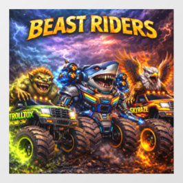 Rijders, epische monstertruck-ramenfolie en -glas raamsticker