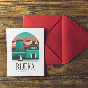 Rijeka Kroatië Vintage Travel Magnet Briefkaart