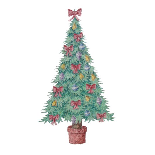 rijen kleine kerstbomen met rode bogen bells stropdas