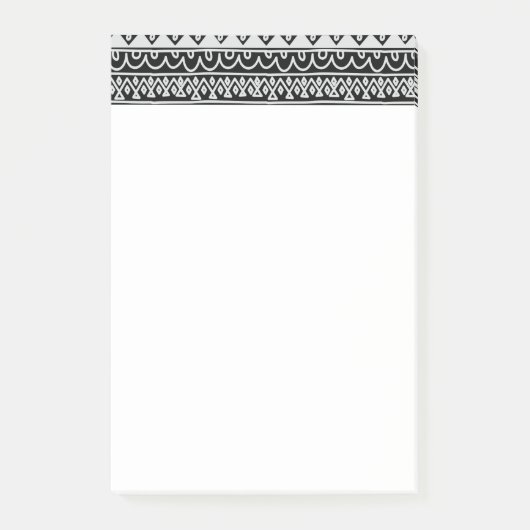 Rijen met zwart-witte krabbelpatronen post-it® notes (Voorkant)