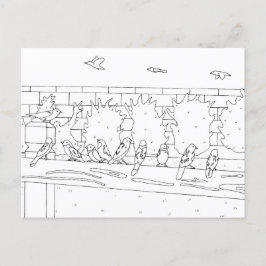 Rijen op een spoor, briefkaarten voor het kleuren