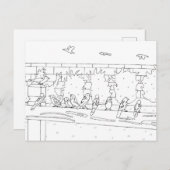 Rijen op een spoor, briefkaarten voor het kleuren (Voorkant / Achterkant)