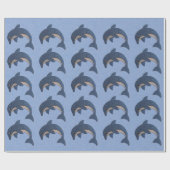 Rijen van Glitterig Donkerblauw Wit Springen Dolfi Cadeaupapier (Vlak)