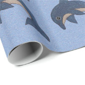 Rijen van Glitterig Donkerblauw Wit Springen Dolfi Cadeaupapier (Rol Hoek)