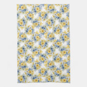 RIJEN VAN KLEINE BLAUWE GELE WITTE BLOEMEN THEEDOEK (Verticaal)