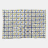 RIJEN VAN KLEINE BLAUWE GELE WITTE BLOEMEN THEEDOEK (Horizontaal)