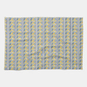 RIJEN VAN KLEINE BLAUWE GELE WITTE BLOEMEN THEEDOEK (Horizontaal)