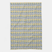 RIJEN VAN KLEINE BLAUWE GELE WITTE BLOEMEN THEEDOEK (Verticaal)