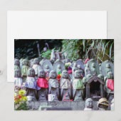 Rijen van kleine Jizo monk-beelden met bibs - Japa Kaart (Voorkant / Achterkant)
