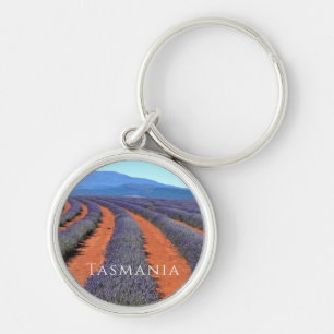 Rijen van lavender-Planten in Bloom, Tasmanie Sleutelhanger