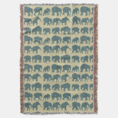 Rijen van lephants van Paisley op beige-treeband Deken (Voorkant Verticaal)