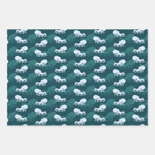 Rijen van octopuspatroon inpakpapier vel (Voorkant 2)