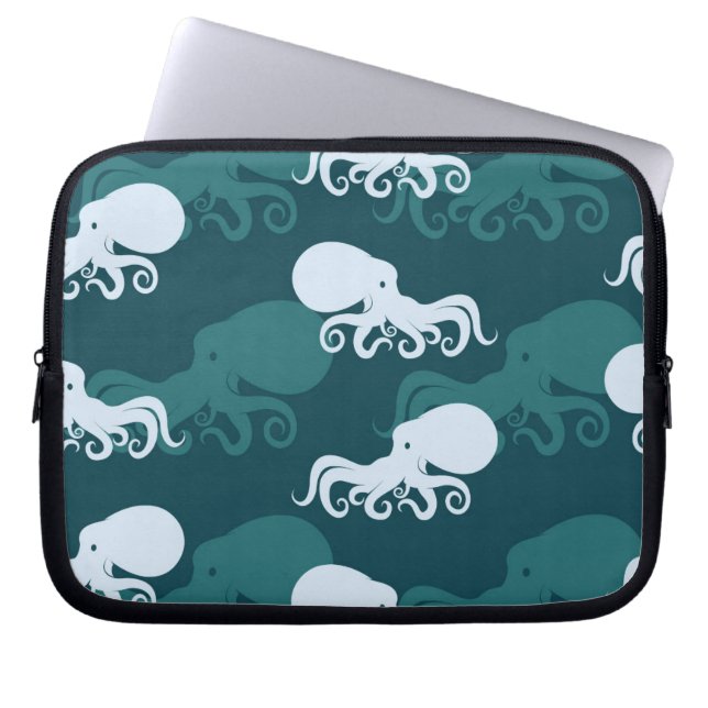 Rijen van octopuspatroon laptop sleeve (Voorkant)