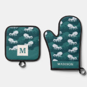 Rijen van octopuspatroon ovenwant & pannenlap set (Voorkant)