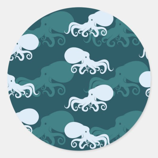 Rijen van octopuspatroon ronde sticker (Voorkant)