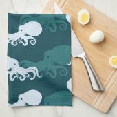 Rijen van octopuspatroon theedoek (Quarter Fold)