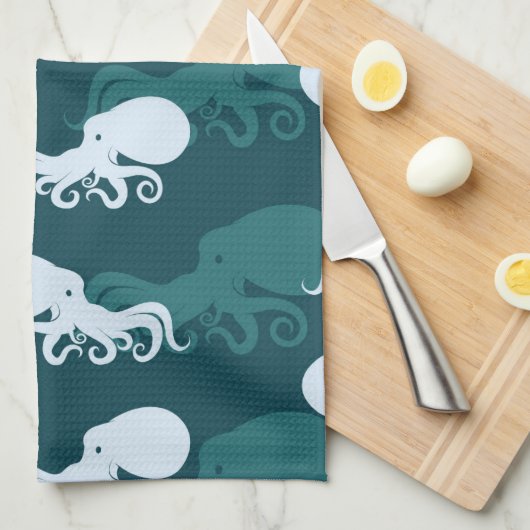 Rijen van octopuspatroon theedoek (Quarter Fold)