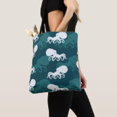 Rijen van octopuspatroon tote bag (Dichtbij)