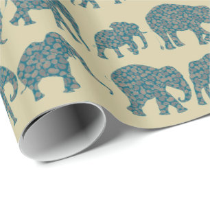 Rijen van Paisley Elephants op Beige Giftwrap Cadeaupapier