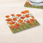 Rijen van papavers I Kartonnen Onderzetters (Schuin)