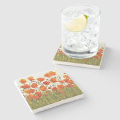 Rijen van papavers I Stenen Onderzetter (Zijkant)