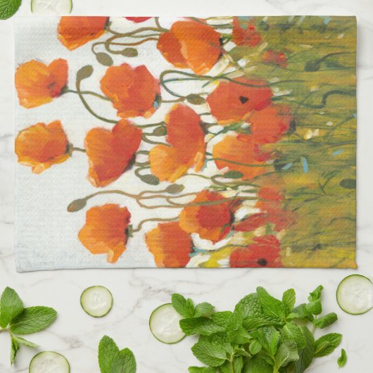 Rijen van papavers I Theedoek (Gevouwen)