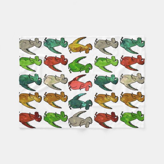 Rijen van T-Rex-rugleuning Fleece Deken (Voorkant (Horizontaal))