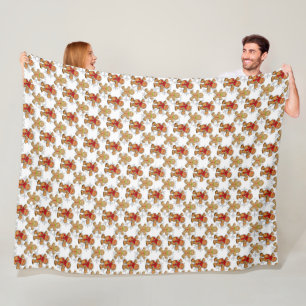 RIJEN VAN TAN GINGERBREAD MANNEN KERSTKOEKJES FLEECE DEKEN