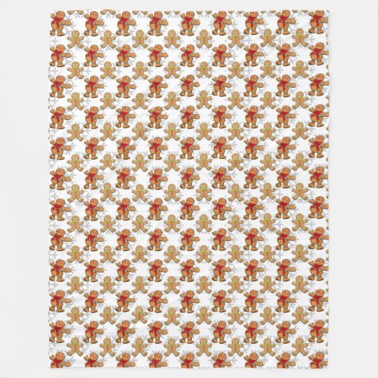 RIJEN VAN TAN GINGERBREAD MANNEN KERSTKOEKJES FLEECE DEKEN (Voorkant)