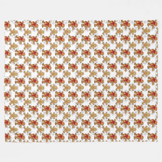 RIJEN VAN TAN GINGERBREAD MANNEN KERSTKOEKJES FLEECE DEKEN (Voorkant (Horizontaal))