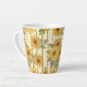 RIJEN VAN WATERVERF GELE ZONNEBLOEMEN LATTE MOK (Linkerhoek)