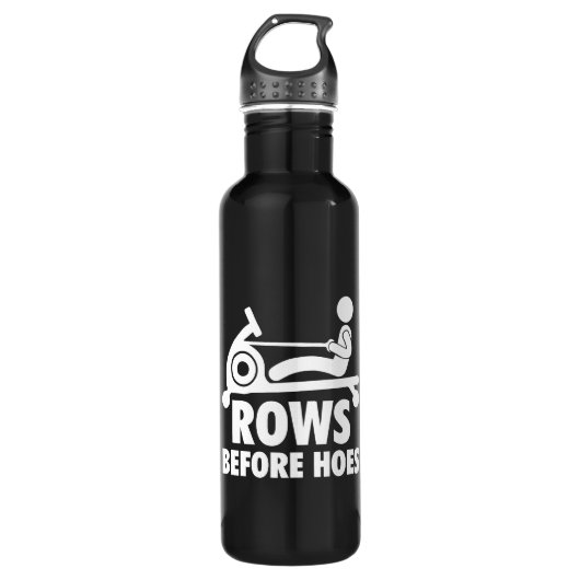 Rijen voor schoffels - Grappige Roeimachine Workou Waterfles (Voorkant)