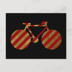 rijfiets met rode en gouden kleurstreep briefkaart