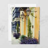 Rijhuizen in een stad, Savannah, Georgia, Verenigd Briefkaart (Voorkant / Achterkant)