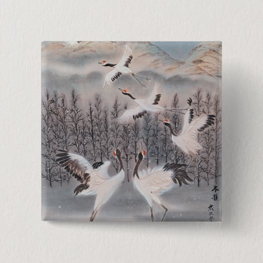 Rijhythm van de winter vierkante button 5,1 cm (Voorkant)