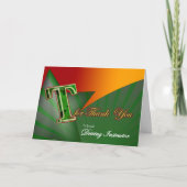 Rijinstructeur dank u kaart Grote T Bedankt (Voorkant)