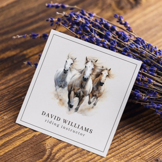 rijinstructeur | Equestrian Centre Waterverf Vierkante Visitekaartje