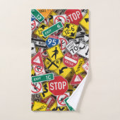 Rijinstructeur Fun Road Sign Collage Bad Handdoek (Handdoek)