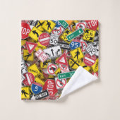 Rijinstructeur Fun Road Sign Collage Bad Handdoek (Wasdoekje)