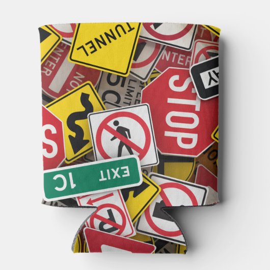 Rijinstructeur Fun Road Sign Collage Blikjeskoeler (Achterkant)