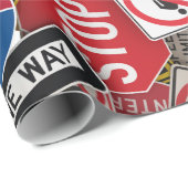 Rijinstructeur Fun Road Sign Collage Cadeaupapier (Rol Hoek)