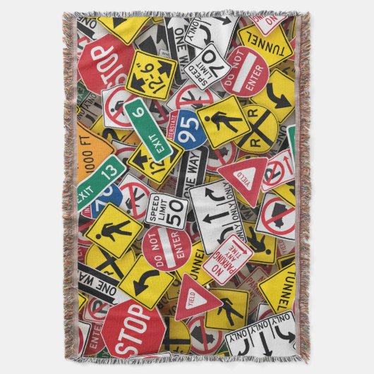 Rijinstructeur Fun Road Sign Collage Deken (Voorkant Verticaal)