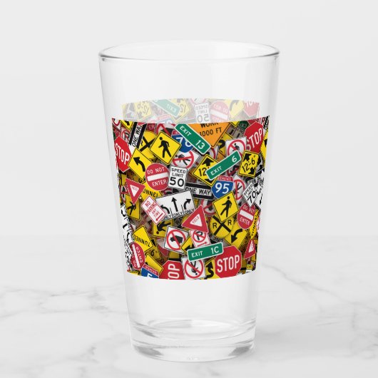 Rijinstructeur Fun Road Sign Collage Glas (Voorkant)