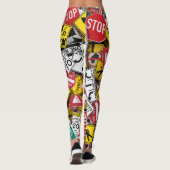 Rijinstructeur Fun Road Sign Collage Leggings (Achterkant)