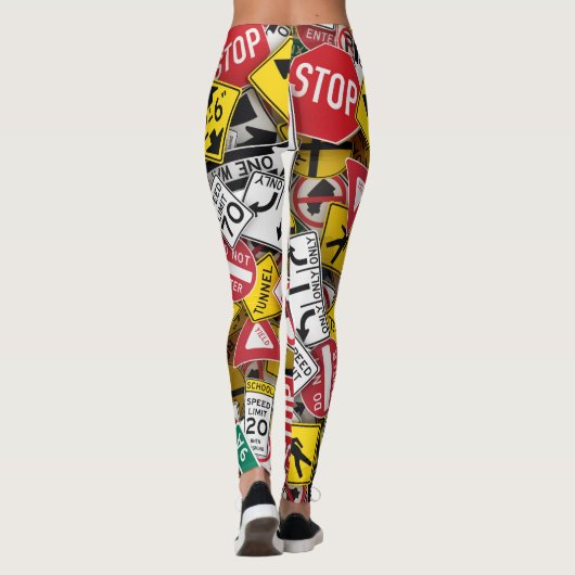 Rijinstructeur Fun Road Sign Collage Leggings (Achterkant)